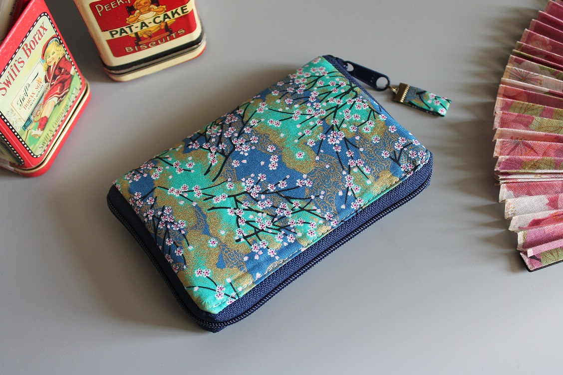 Portefeuille porte-monnaie zipp -  Akina turquoise - bleu - dor - porte-carte - porte-monnaie